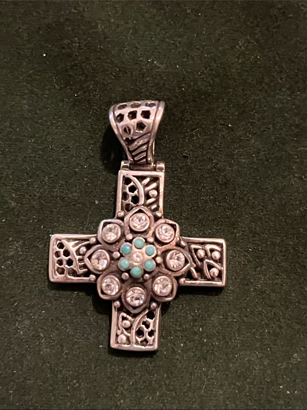 Sterling-Silver Cross Pendant with Turquoise Accent